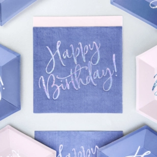 Happy Birthday Servetter Marinblå