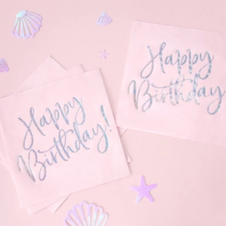 Happy Birthday Servetter Ljusrosa