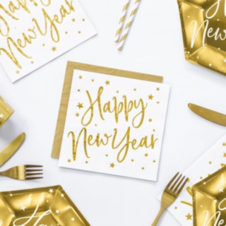 Happy New Year Servetter Guld