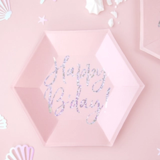 Happy B'day Papptallrikar Ljusrosa