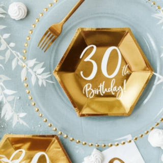 30th Birthday Papptallrikar Guld