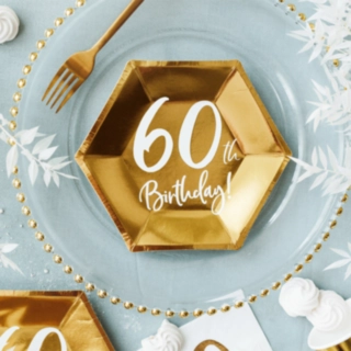60th Birthday Papptallrikar Guld